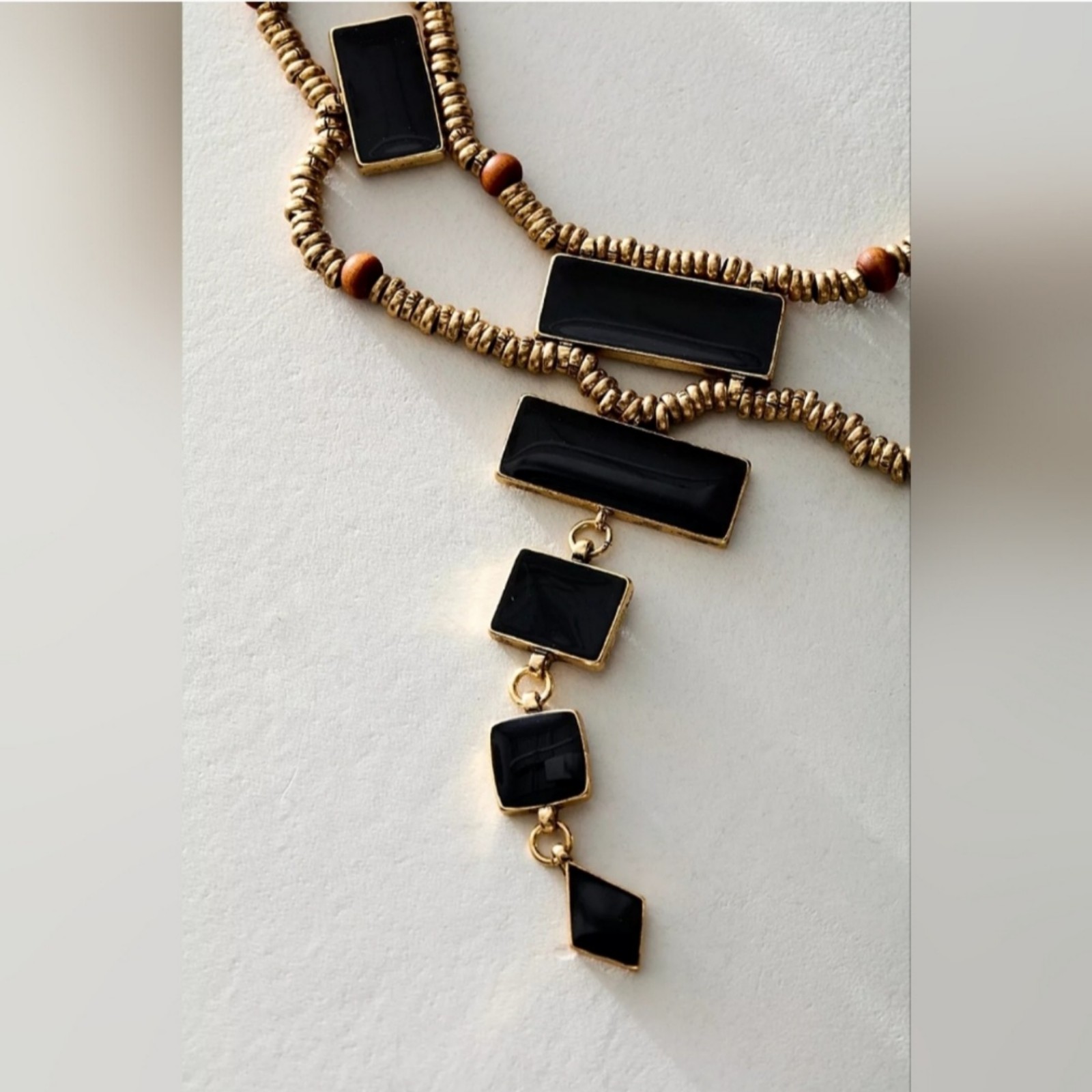 Free People Lately Necklace Black & Gold Combo