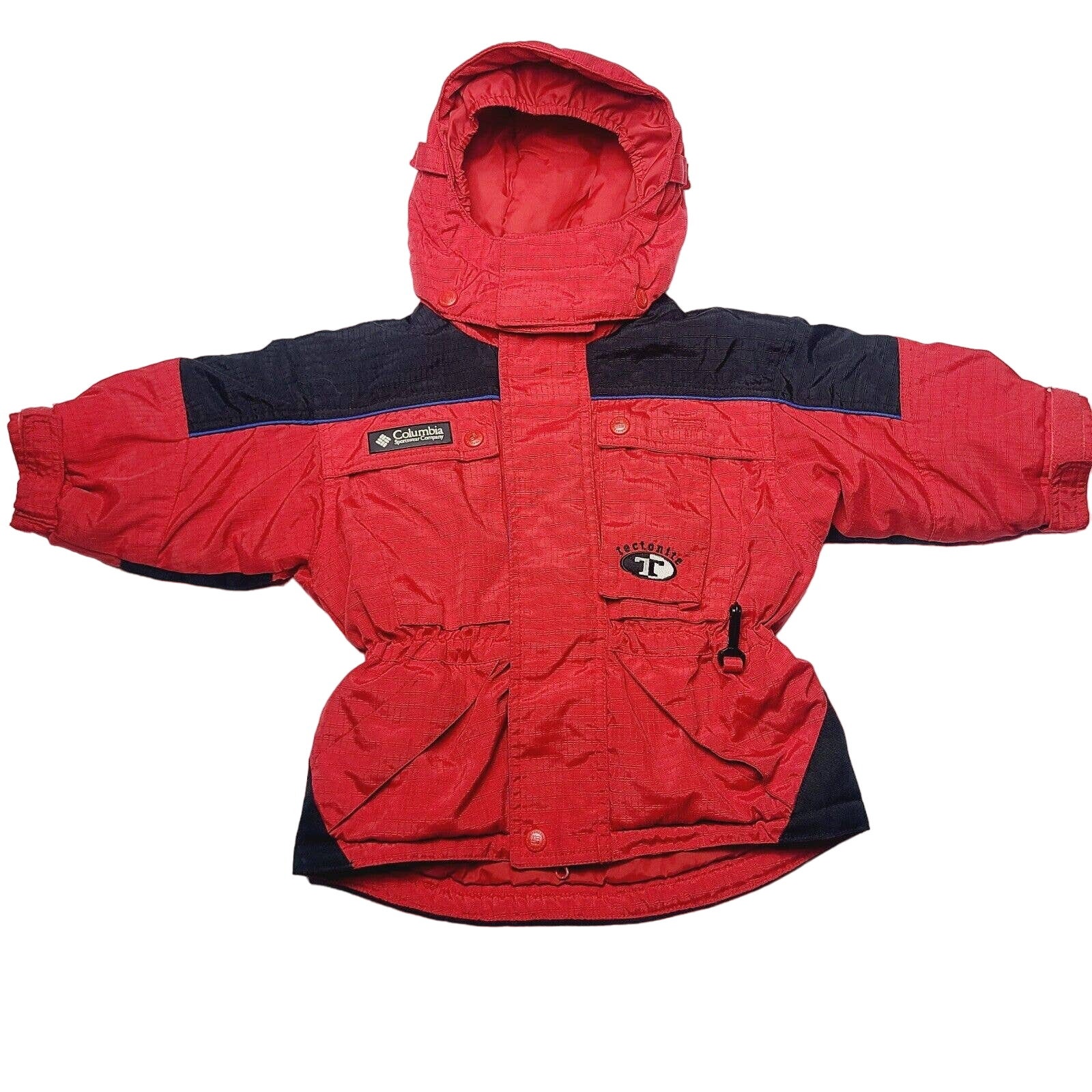 VTG Columbia Tectonite Boys Toddler 2T Jacket Puffer Full Zip Hooded Red Black