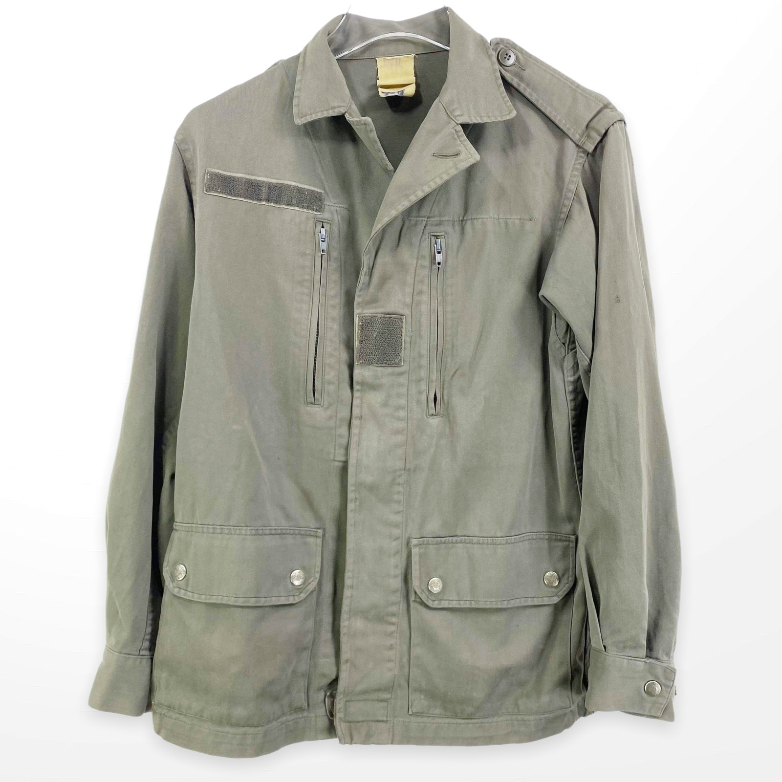 80s Vintage Fatigue Green Military Jacket Collared Grunge