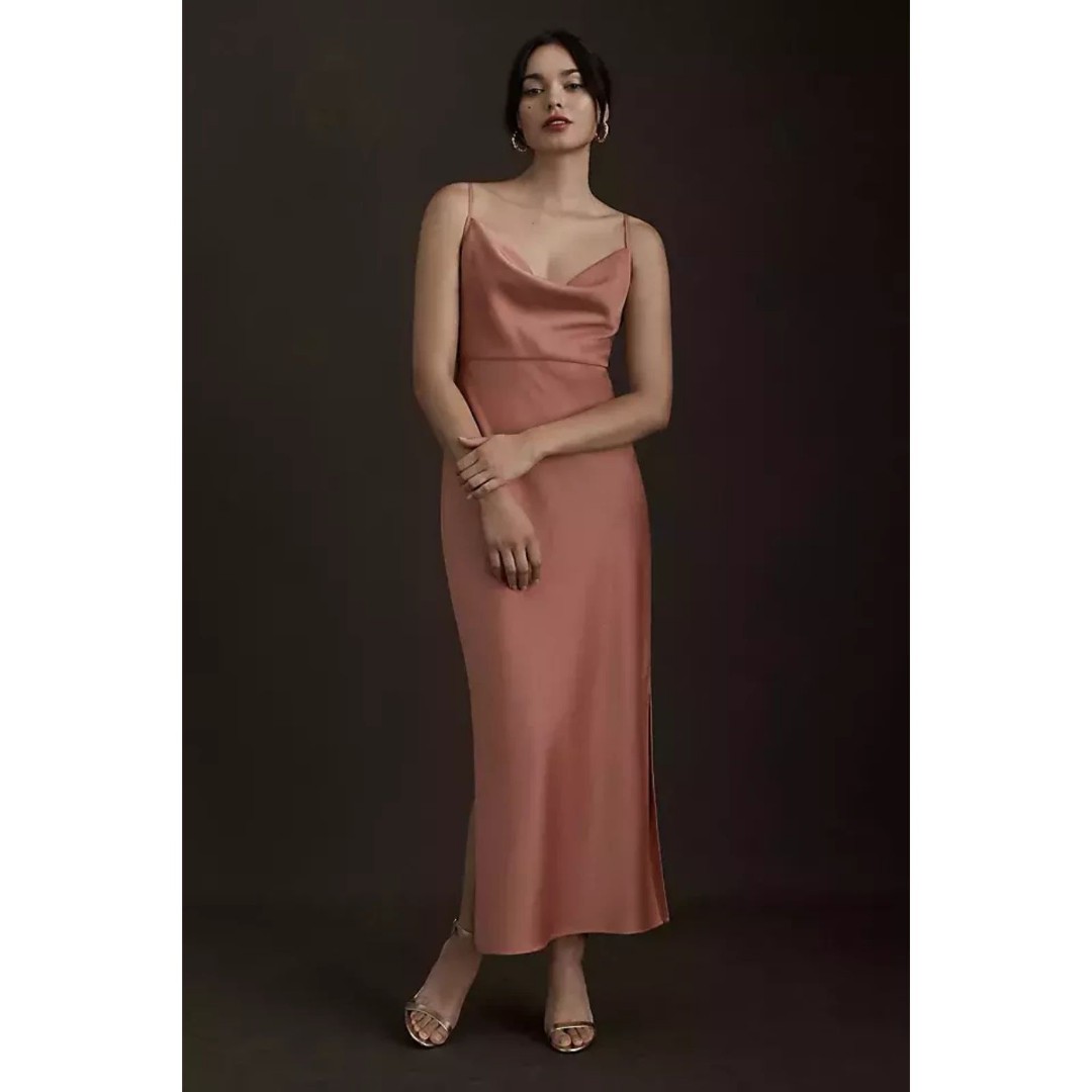 BHLDN Sachin + Babi Dress size 2 Peach CALI Sedona Cowl Neck Bridesmaid Wedding