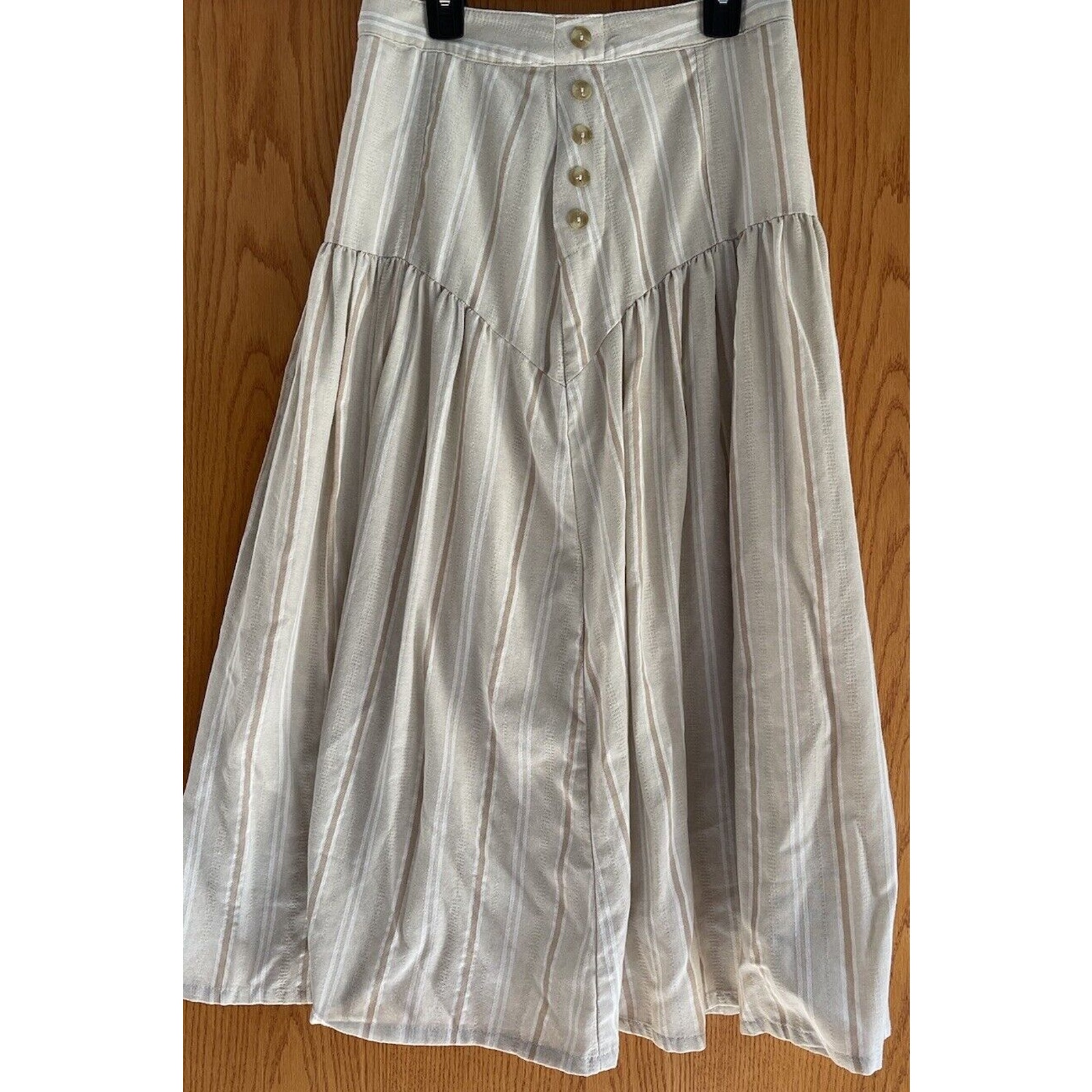 Anthropologie Tan and Cream Fit & Flare Skirt Made In USA Size 4 EUC