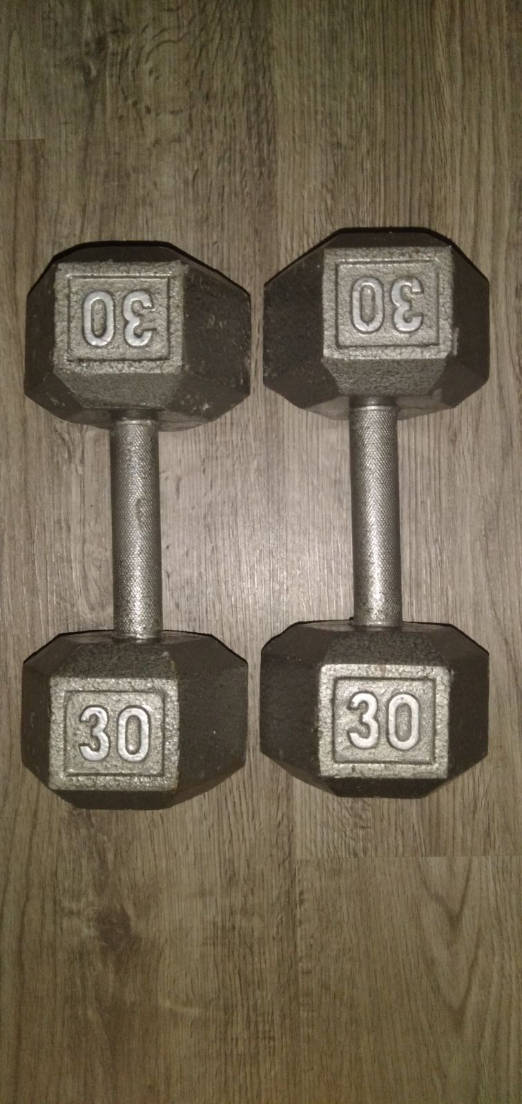 30 Lb Dumbbells Set Cast Iron Hex 60 Lbs