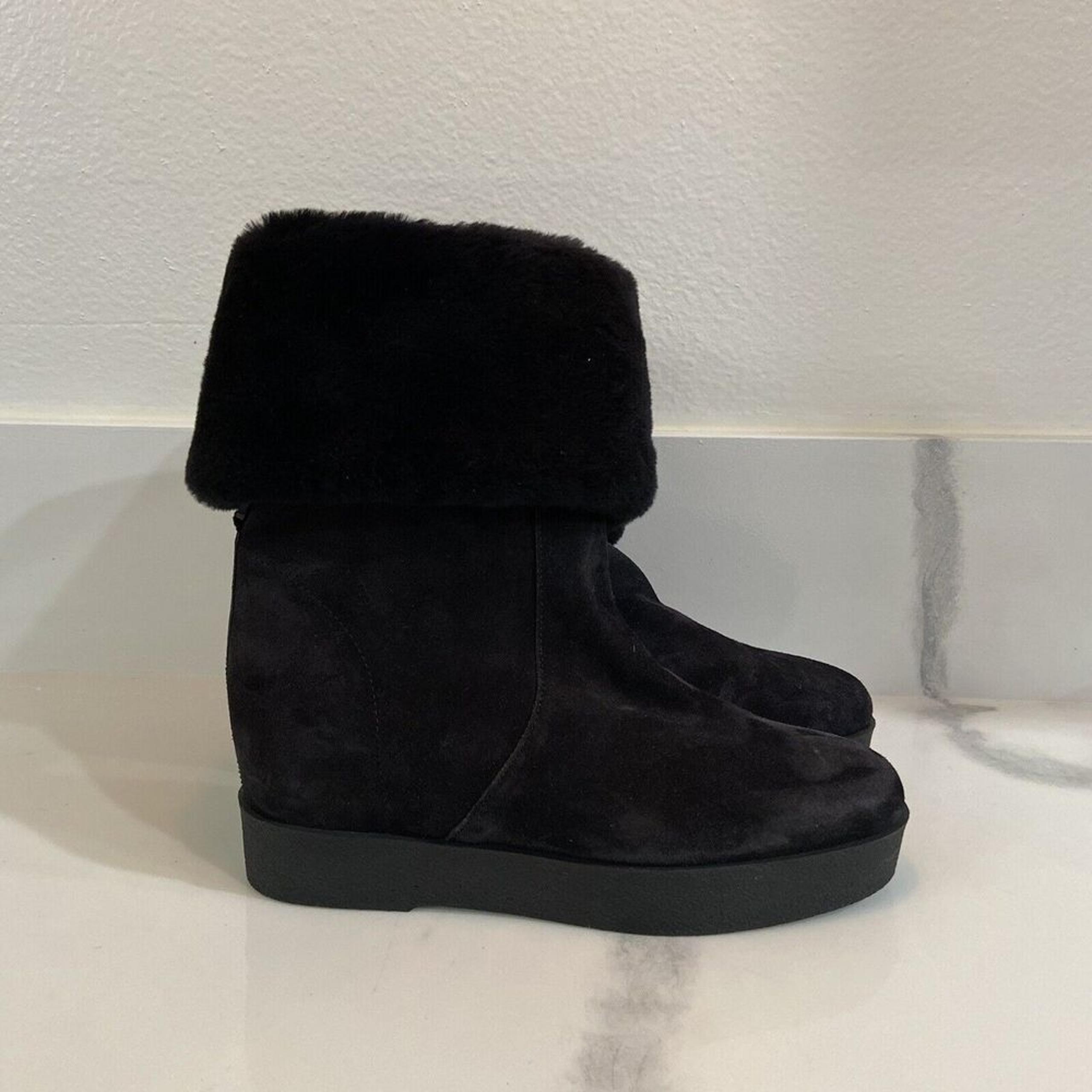 NEW Salvatore Ferragamo FALCON Leather Real Fur Boots Shoes Women's 8