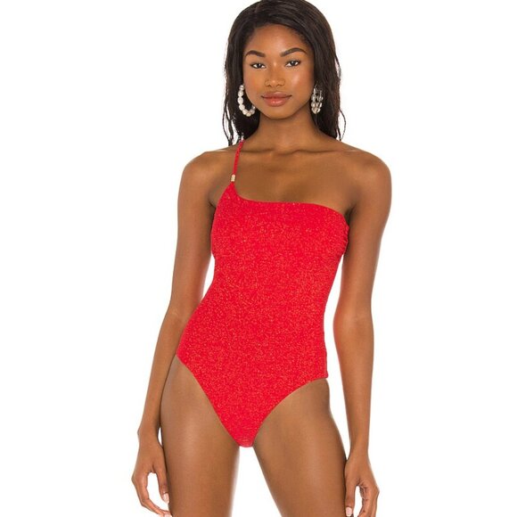 Seafolly Australia Red Twilight One Shoulder One Piece Swimsuit Women's 14