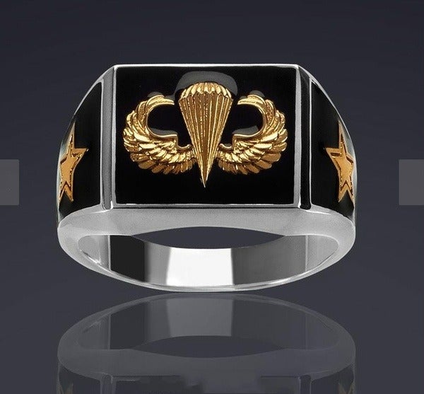 airborne men's ring 18K Gold Plated sz 8