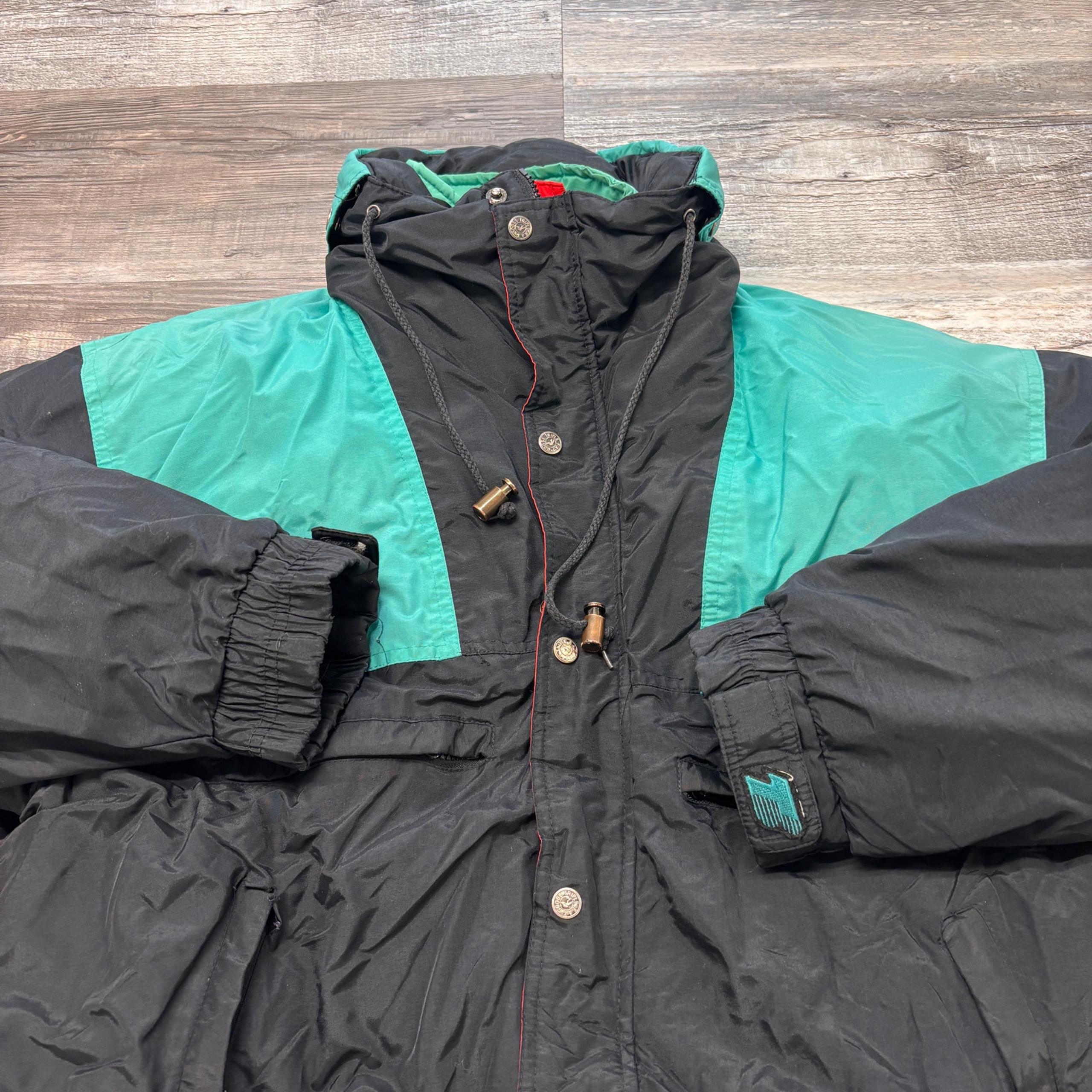 Vintage Triple Fat Goose Black & Teal Men XL Double Layer Insulated Puffer Coat