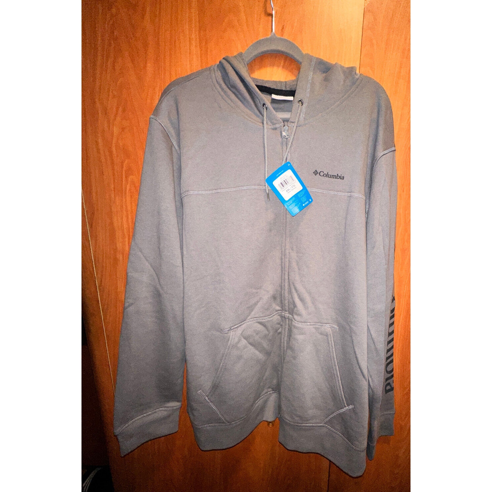 Columbia Men's Hoodie Logo Full Zip Fleece Pockets XXL Gray