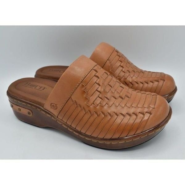 Born Womens Size 8 Yucatan Natural Full Grain Leather Slip On Clogs Mules Shoes