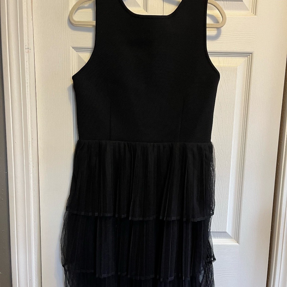 NWT English Factory Dress Tulle Black Ruffle Tank L