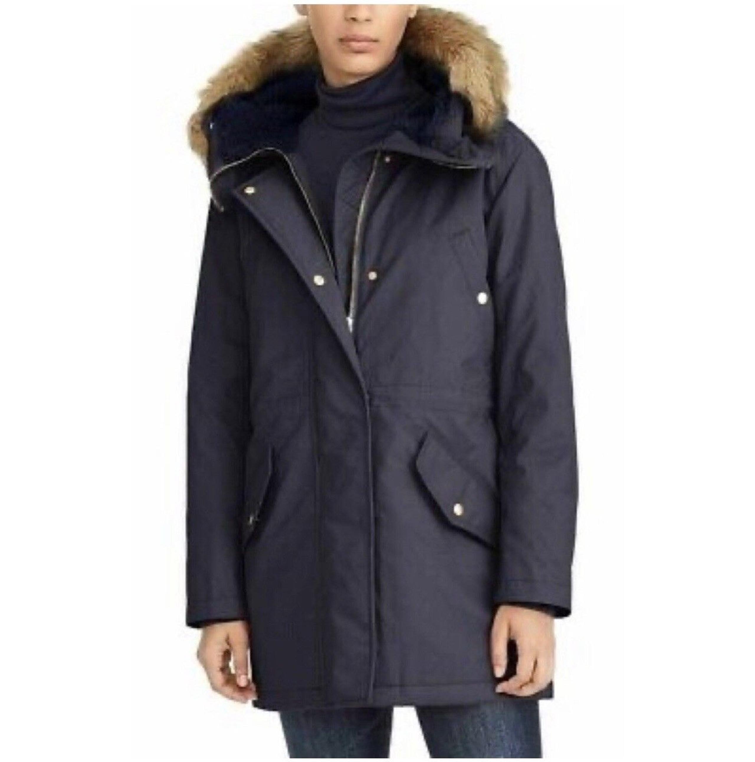 J. Crew Perfect Winter Parka Jacket PrimaLoft Womens Navy Water-resistant Medium