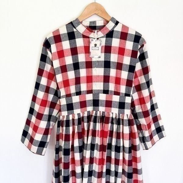 Dainty Jewells Women’s Navy and Red Plaid Circle Skirt Modest Midi Dress