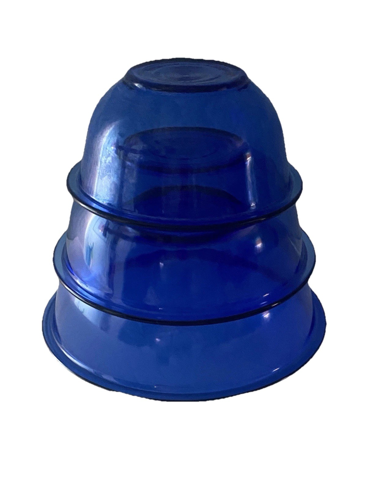 Vintage Set 3 Pyrex Cobalt Blue Mixing Bowls Nesting Serving Kitchen Decor EUC