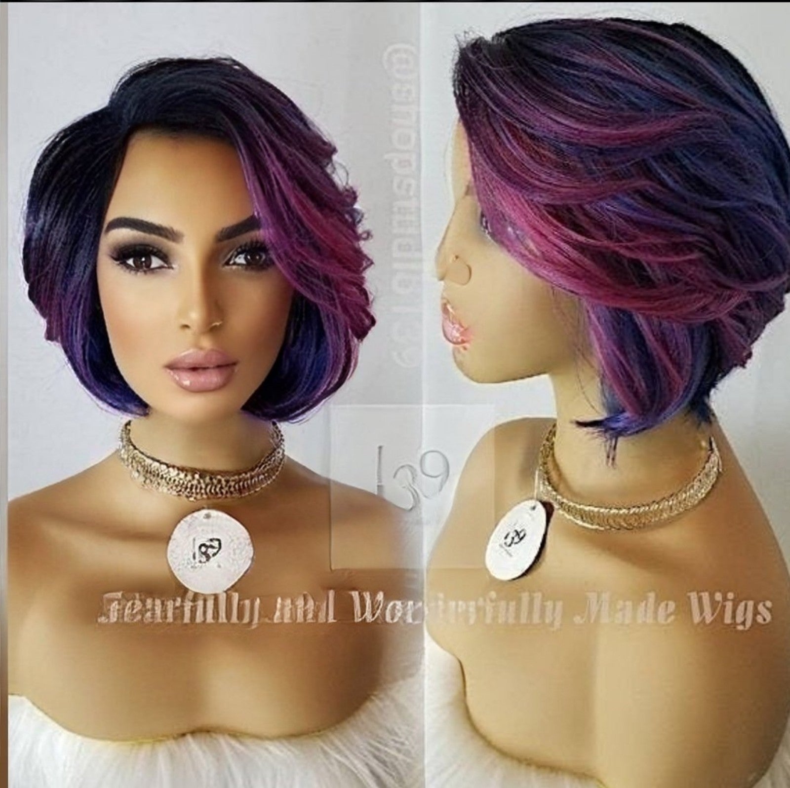 custom colored short and sassy bob wig
