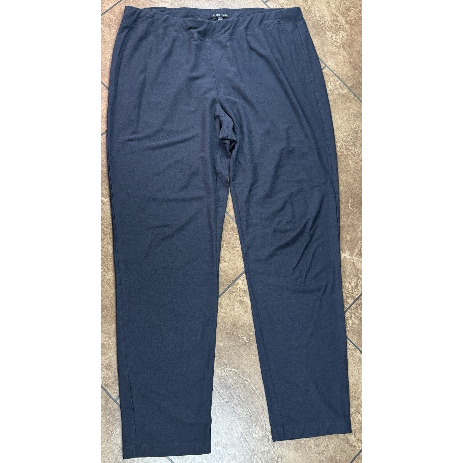 Eileen Fisher Stretch Ponte Pull-On Pants Women's Large Black Straight Leg