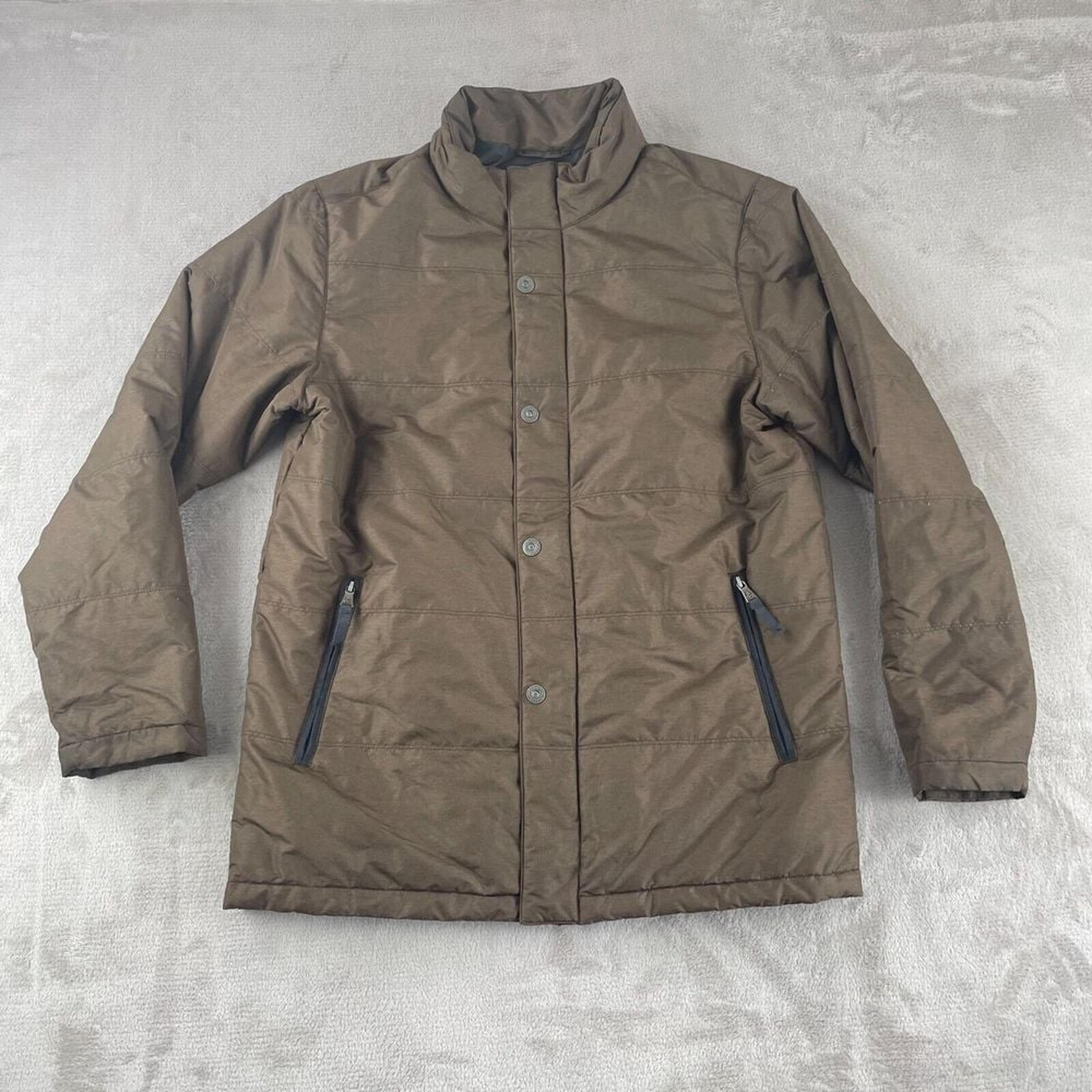 prAna Miro Puffer Jacket Men Large Acorn DWR Full Zip Pockets Quilted Outdoors