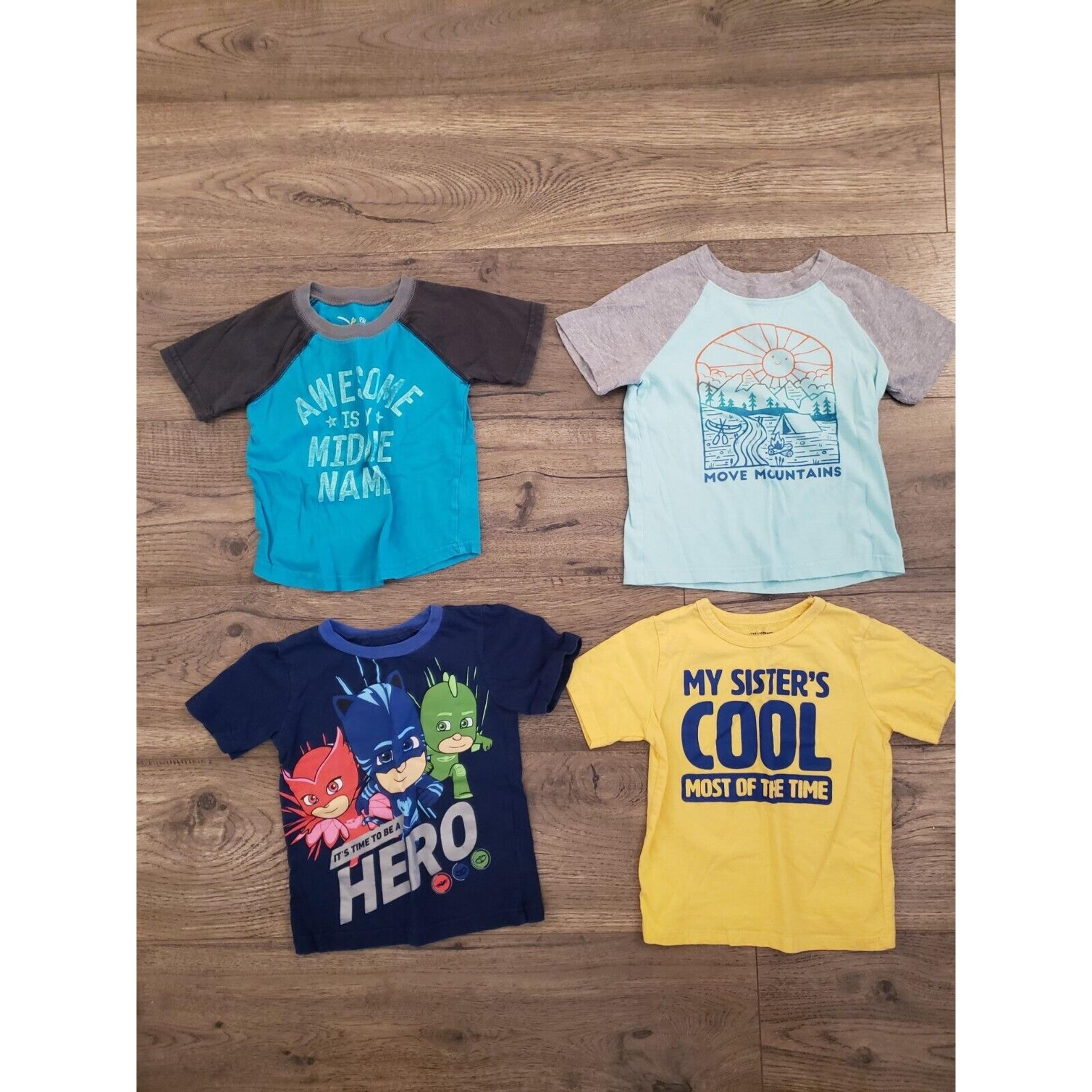 Baby Boys 2T T-Shirts Short Sleeve Tops Tees PJ Mask Toddler Blue Lot of 4