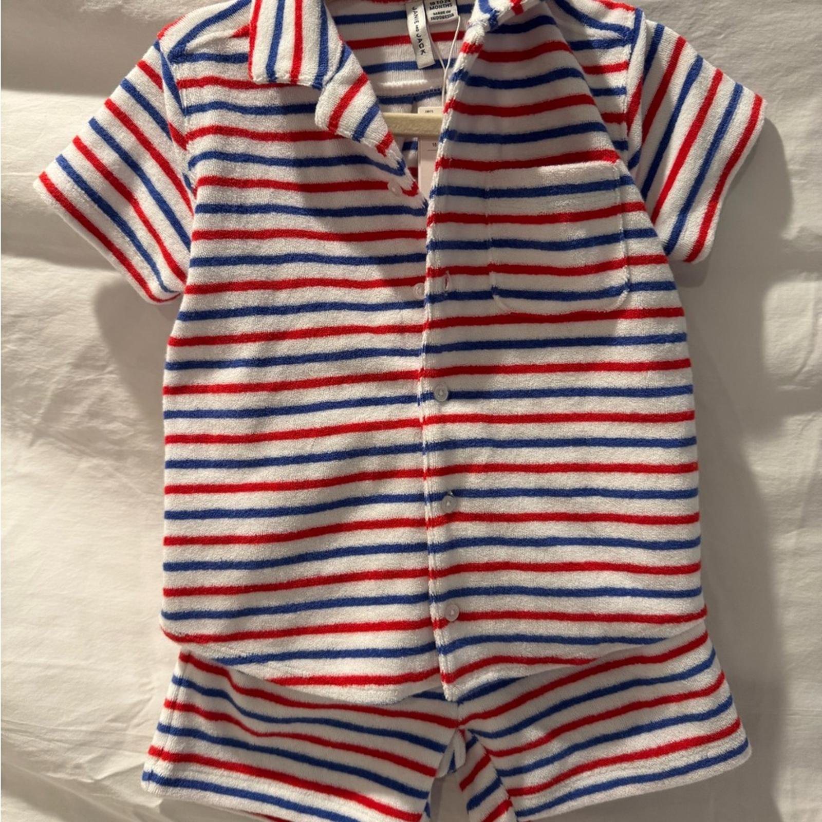 Striped Red and Blue Short Sleeve Set