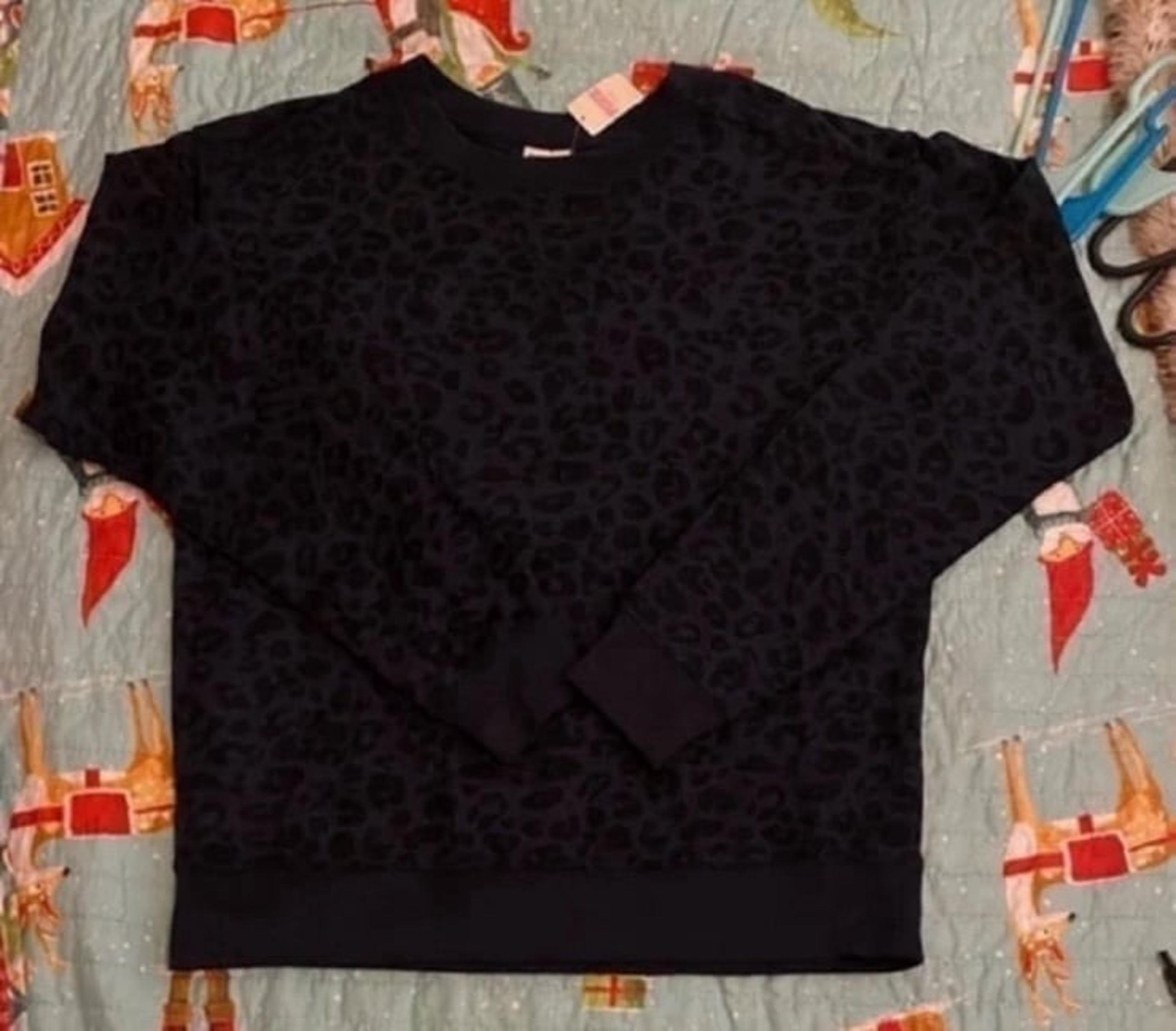 PINK Leopard Leopard Crewneck Sweater- Dark Blue
