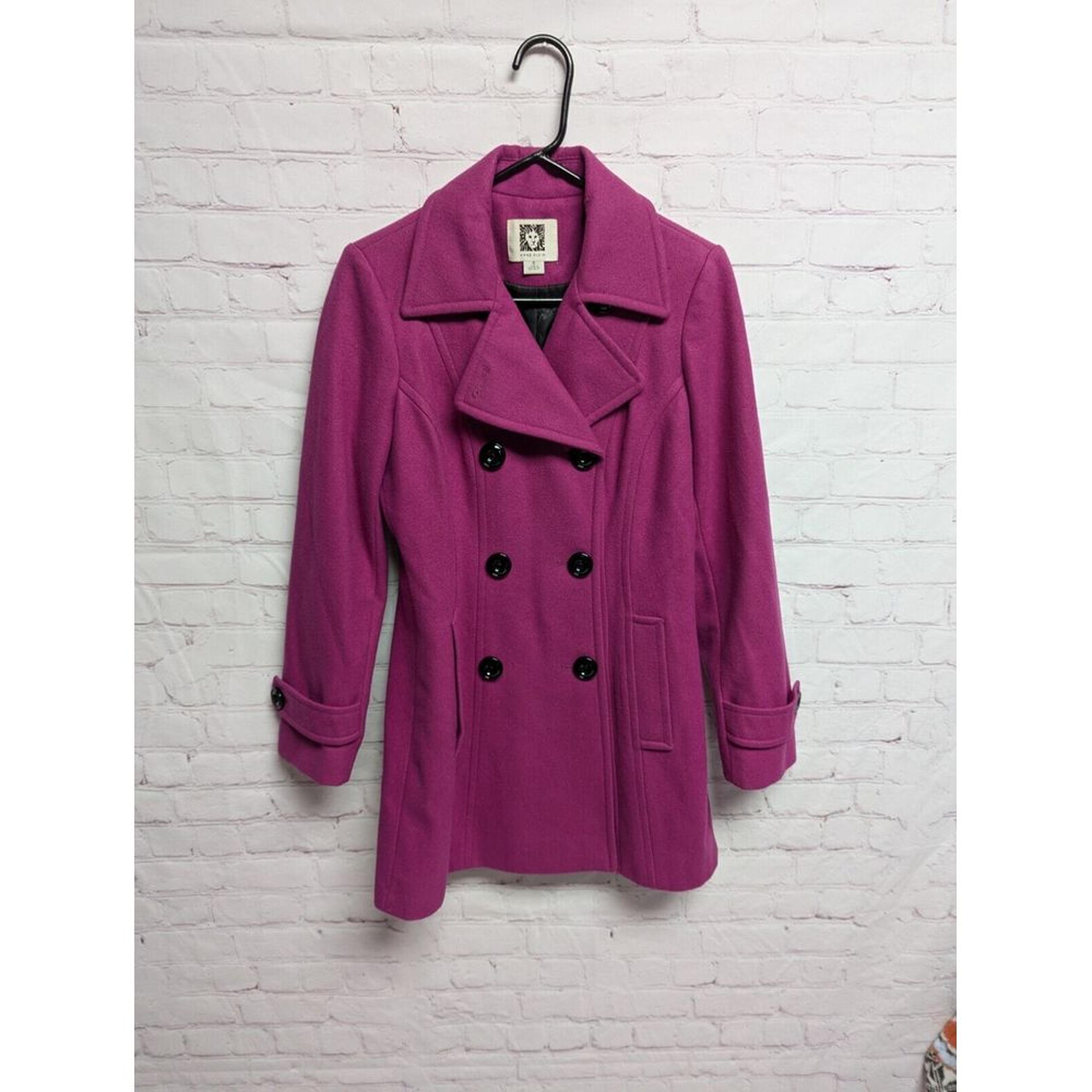 Women's Anne Klein Fuchsia Peacoat Wool Blend EUC
