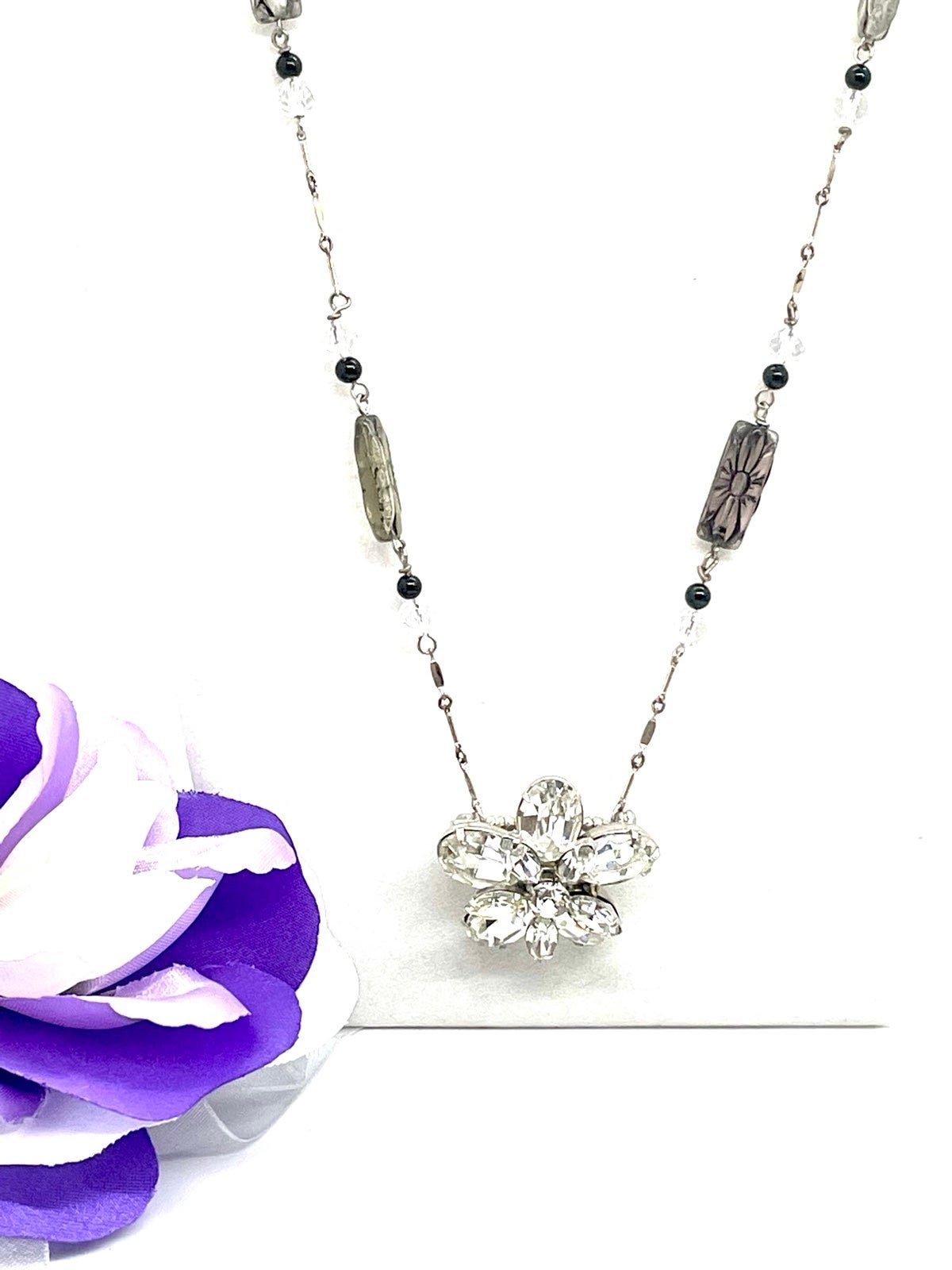 WEISS Brooch Sterling Necklace. 7551