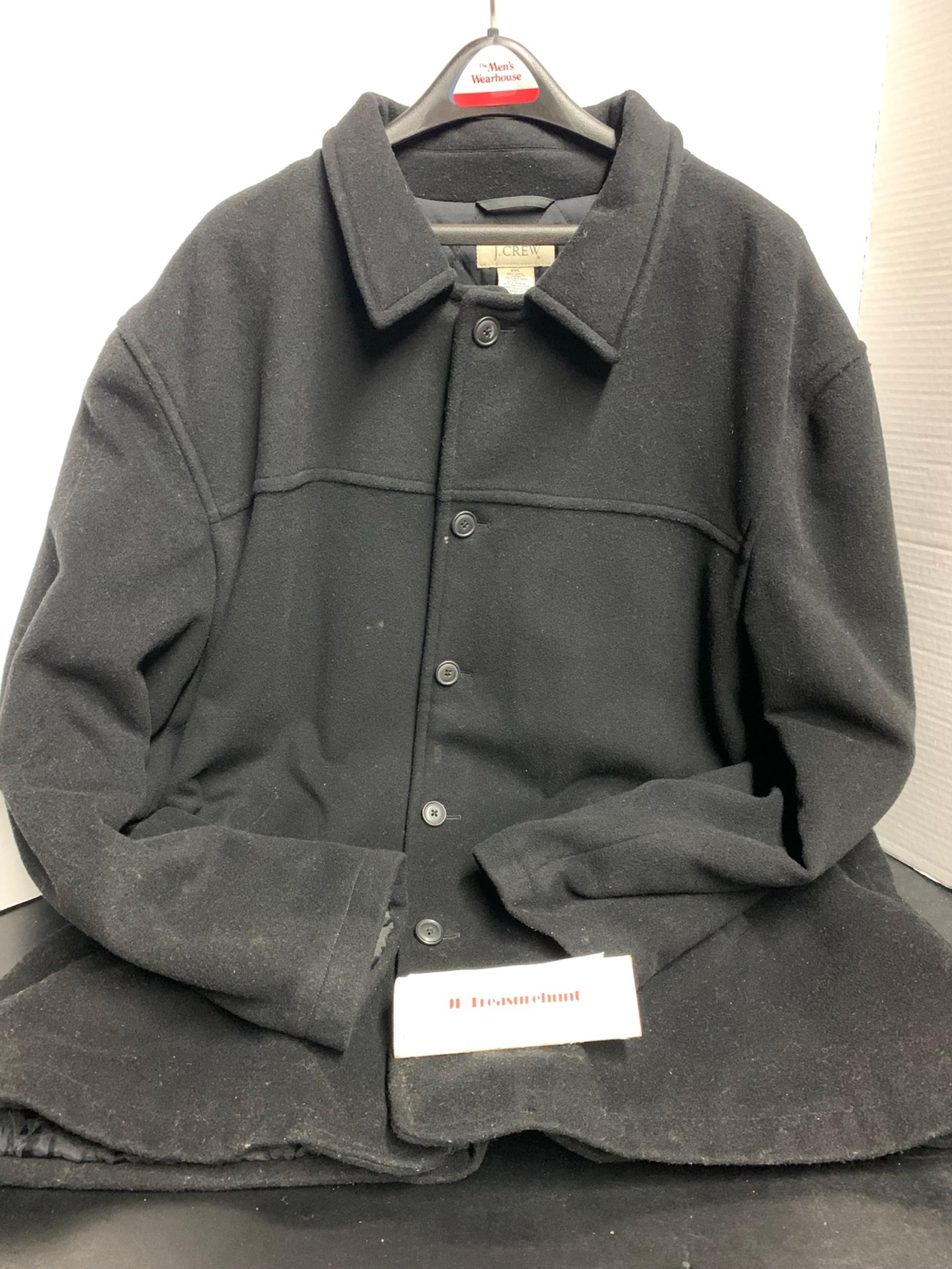 J. Crew Black Wool Button Up Pea Coat Jacket Men’s Sz XXL