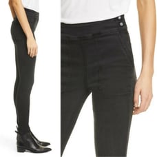 Frame Le Francoise High Rise Side Button Skinny Jeans In Black Whittier Size 29