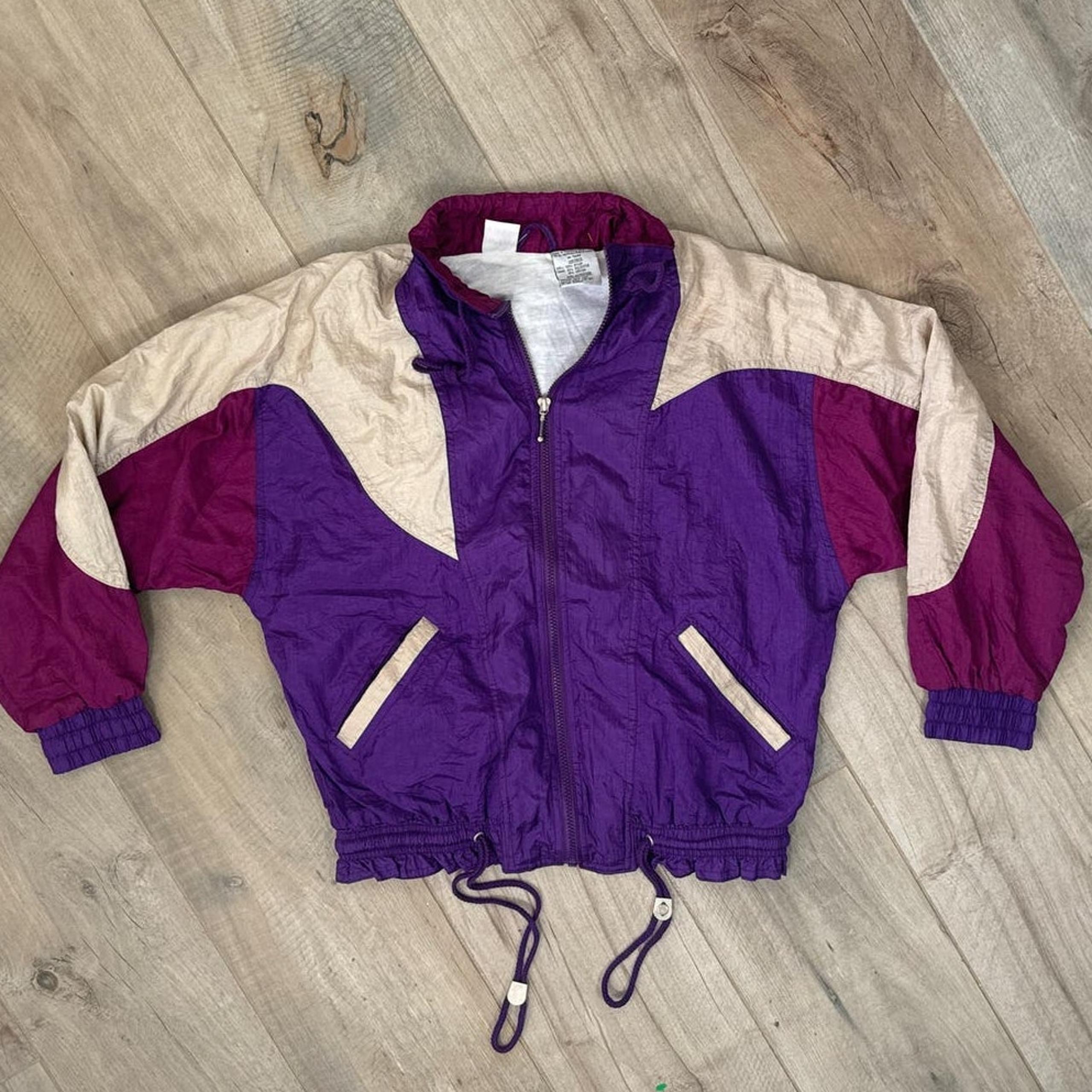 Vintage 80s 90s Windbreaker Purple Womens Size Medium - Athletic Works