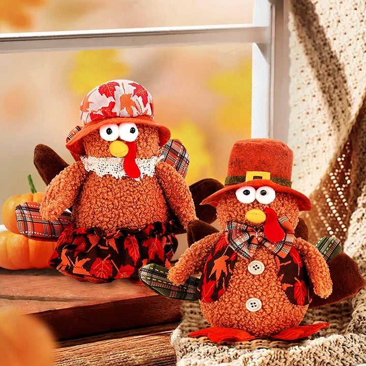 2 Pcs 10 Thanksgiving Gnomes for Home Decoration, Light up Turkey Gnomes Thanks