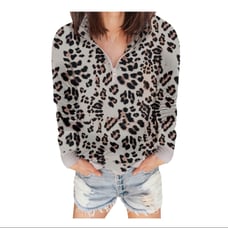 Leopard Zipped Collar Sweatshirt