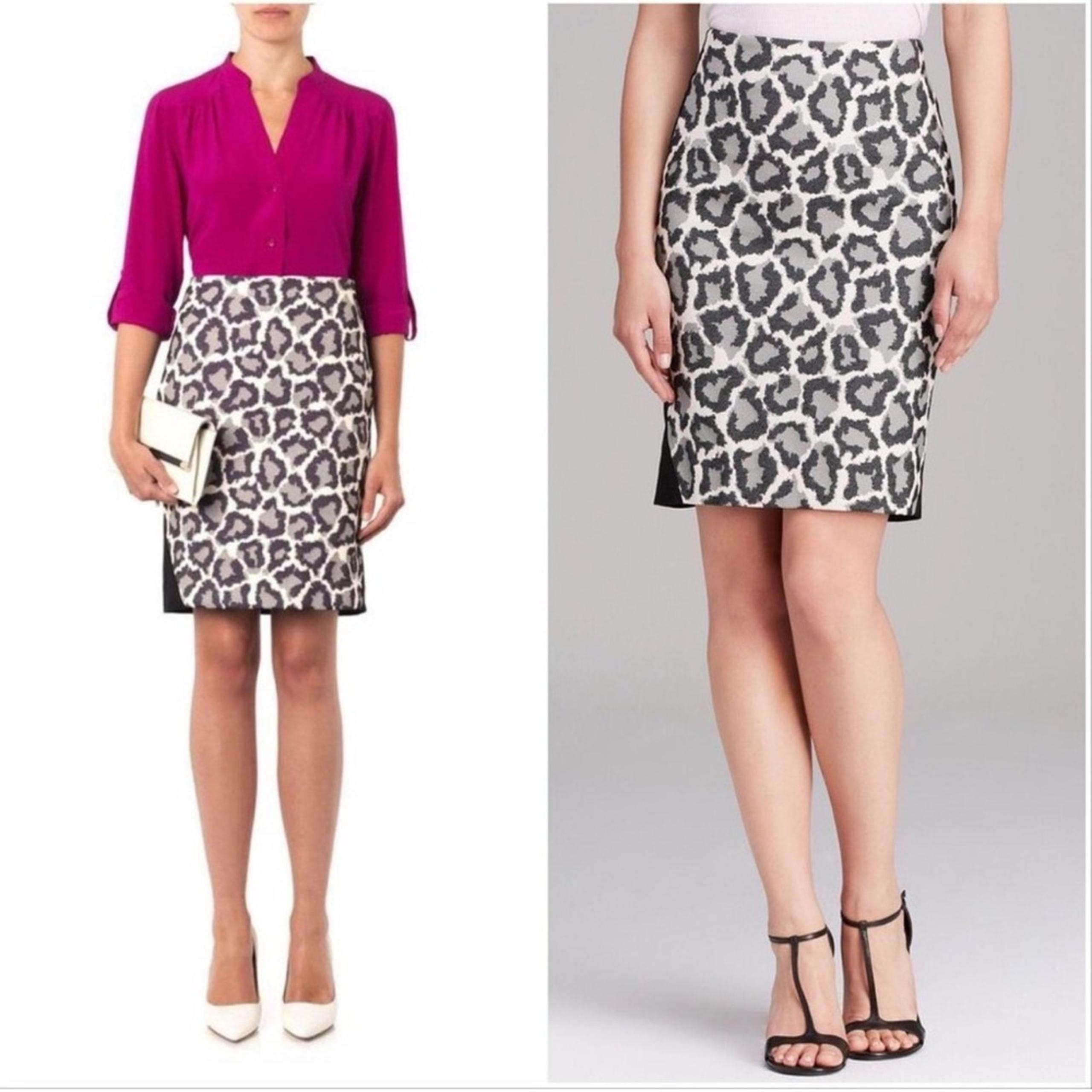 DVF Diane Von Furstenberg Emma Jacquard Ponte Knit Leopard Pencil Skirt Size 2