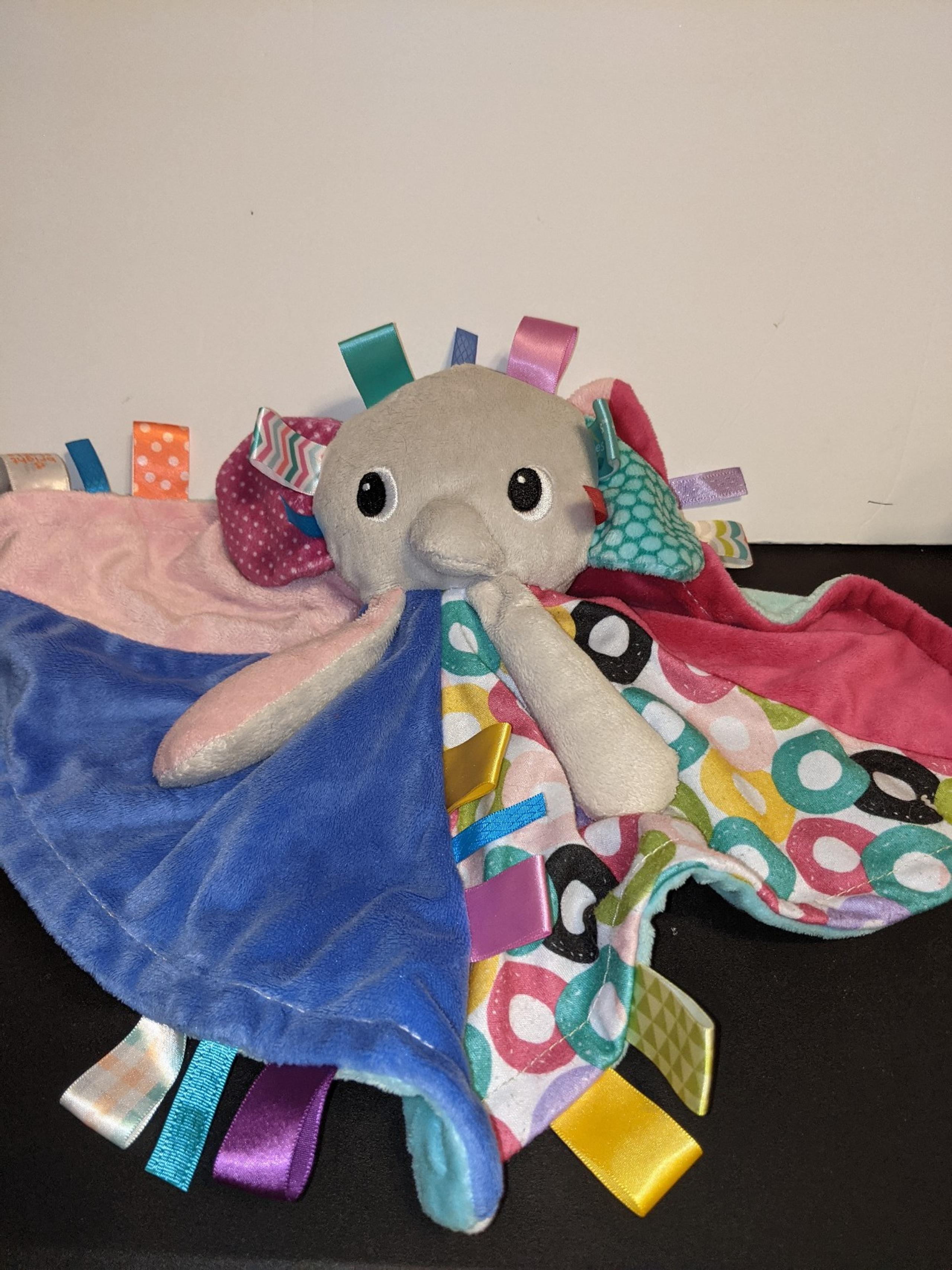Taggies Bright Starts Elephant Cuddles n' Tags Baby 13" Security Blanket Plush