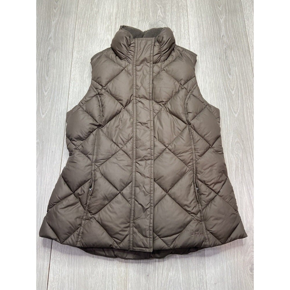 Eddie Bauer Vest Women XS Brown Puffer 700 Goose Down EB700 Outdoor Quilted Hike