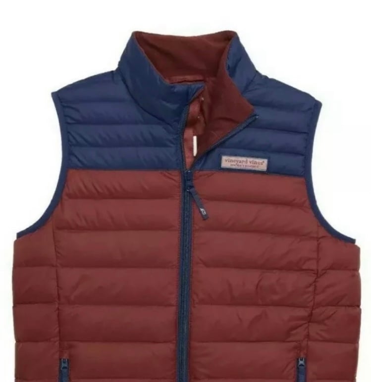NWT VINEYARD VINES Sz L (16) BOY'S MOUNTAIN WEEKEND VEST CRIMSON