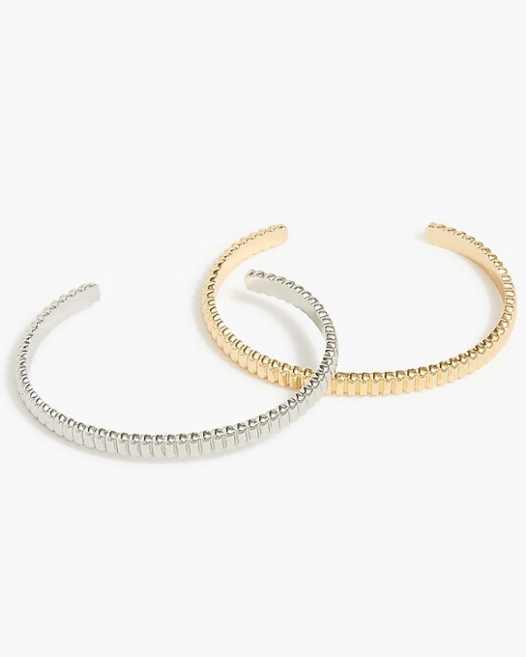J.Crew textured metal cuff bracelet set, gold/ silver