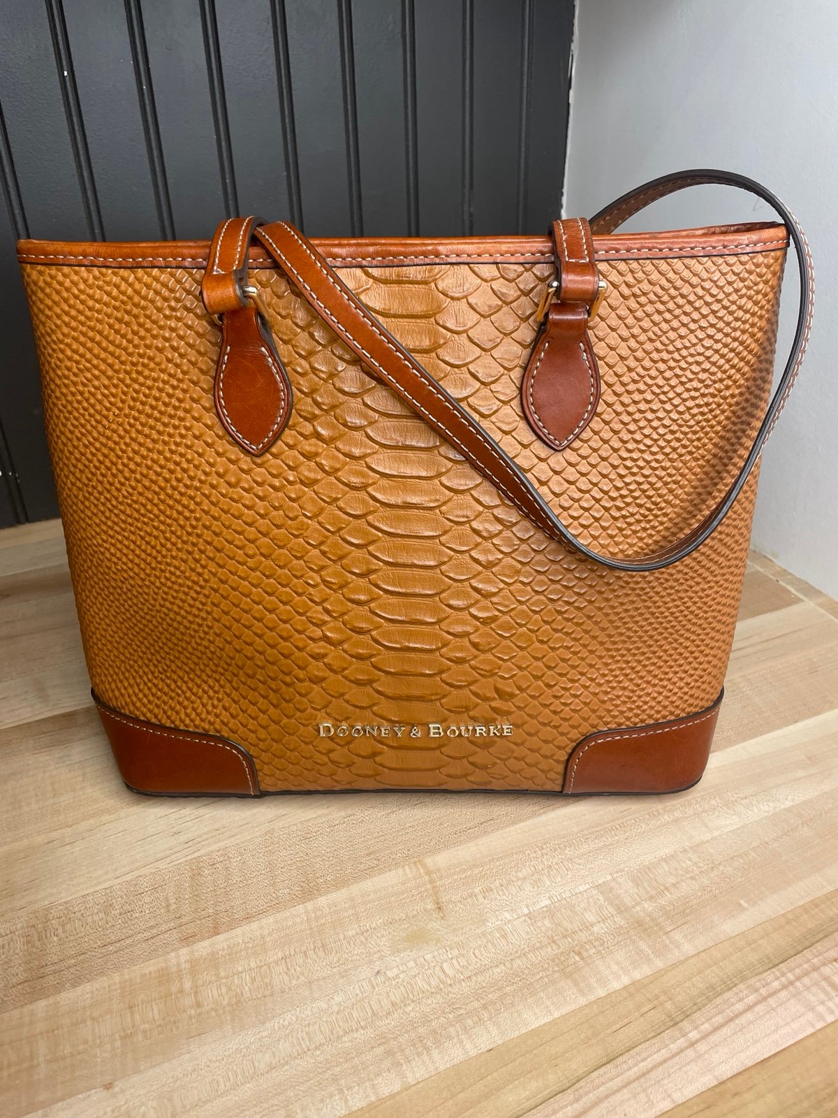 Dooney & Bourke Caledonian Exotic Leather Richmond Tote in Honey EUC