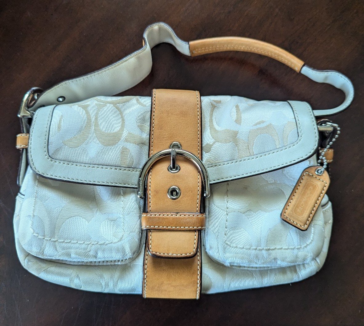 Vintage Coach White Mini Soho Shoulder Bag