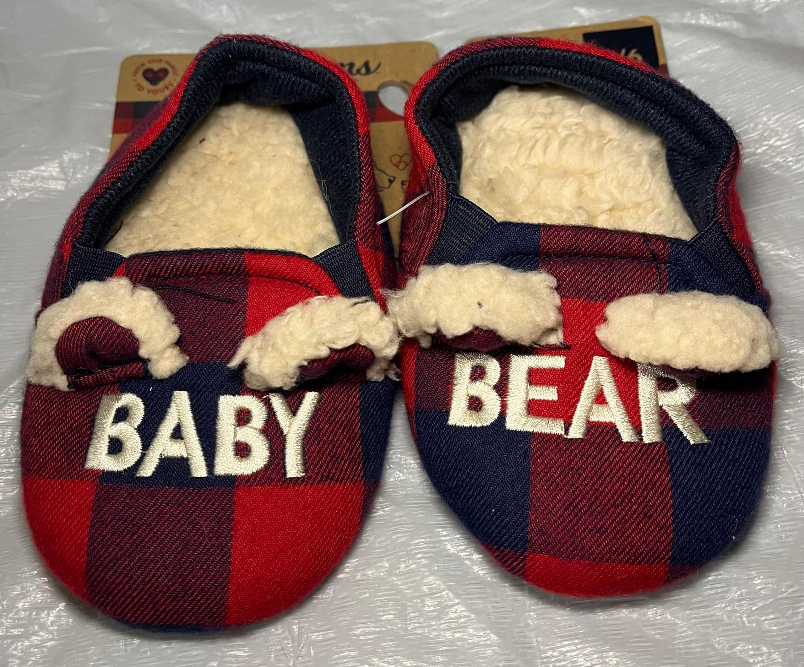 DEARFOAMS BABY BEAR SLIPPERS Plaid SIZE 5-6 NEW