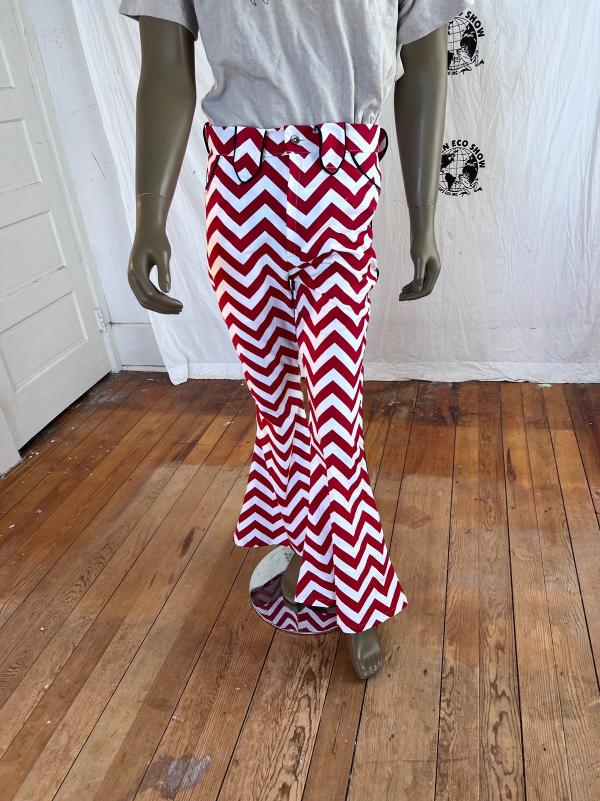 Mens Chevron Bell bottoms Pants western 33 Hermans