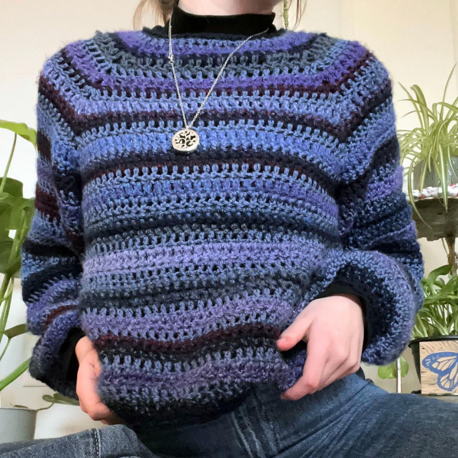 Handmade crochet scrappy sweater!