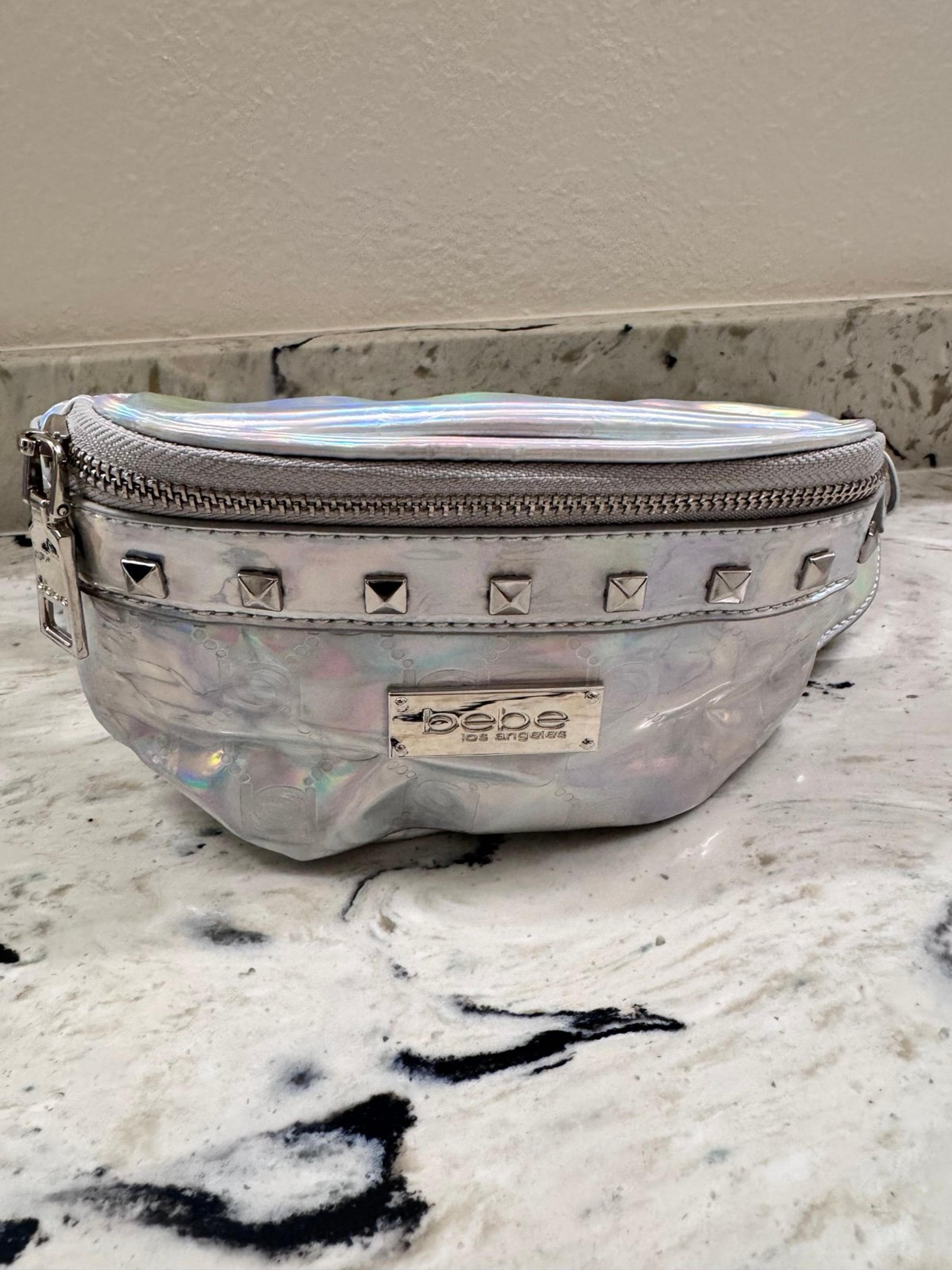 Bebe Iridescent/Chrome Silver Fanny Pack/Waist Bag