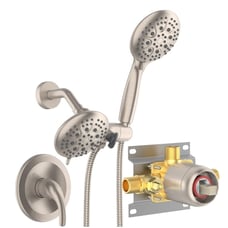 Shower System with Handheld Shower and Rain Shower Combo Set - Brushed Nickel