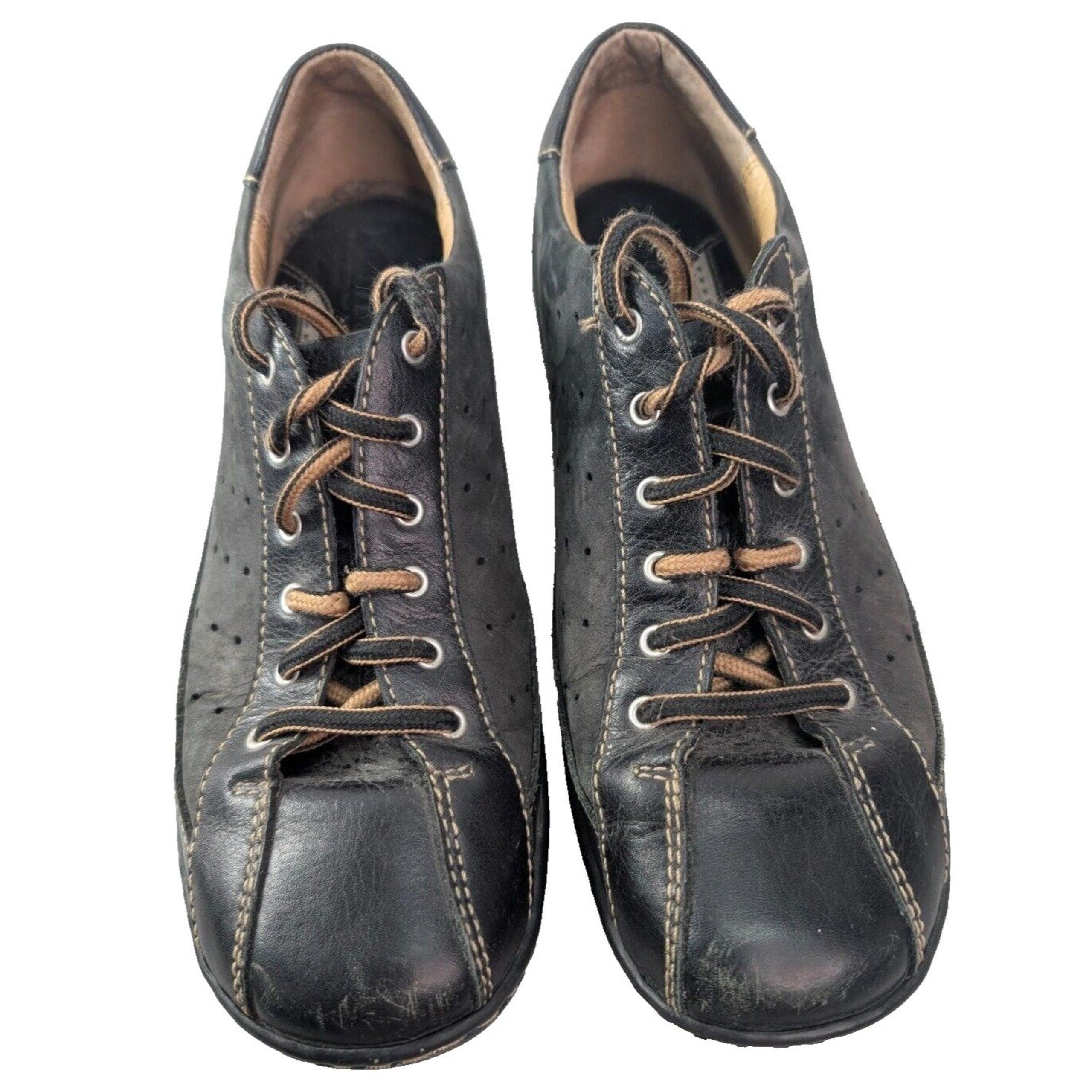 BORN Hawkeye Oxford Leather Shoes Sz 9.5 Black Lace Up Loafers Handcrafted W3578