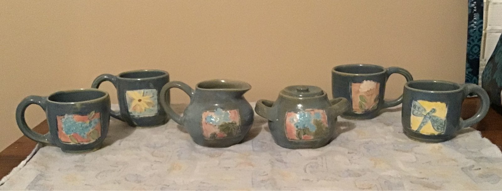 Handmade pottery tea set complete