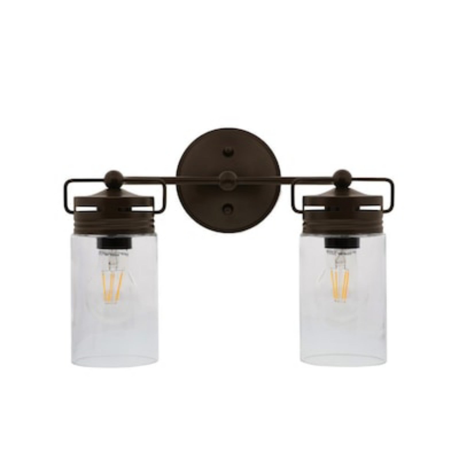 allen + roth Vallymede 14.25-in 2-Light Aged Bronze Farmhouse Vanity Light