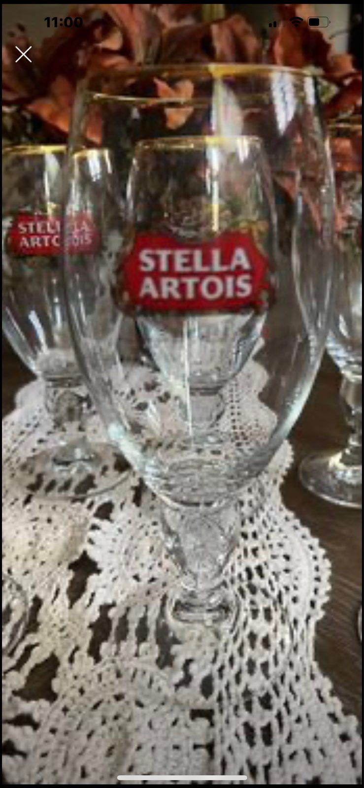 11 gold rim beer glasses in new condition!!