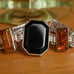 RARE Vintage Lori Bonn 925 Sterling Silver Onyx & Amber Bracelet 2 Link Chain