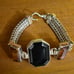 RARE Vintage Lori Bonn 925 Sterling Silver Onyx & Amber Bracelet 2 Link Chain