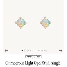 14k solid gold Catbird slumberous light Opal studs (pair)
