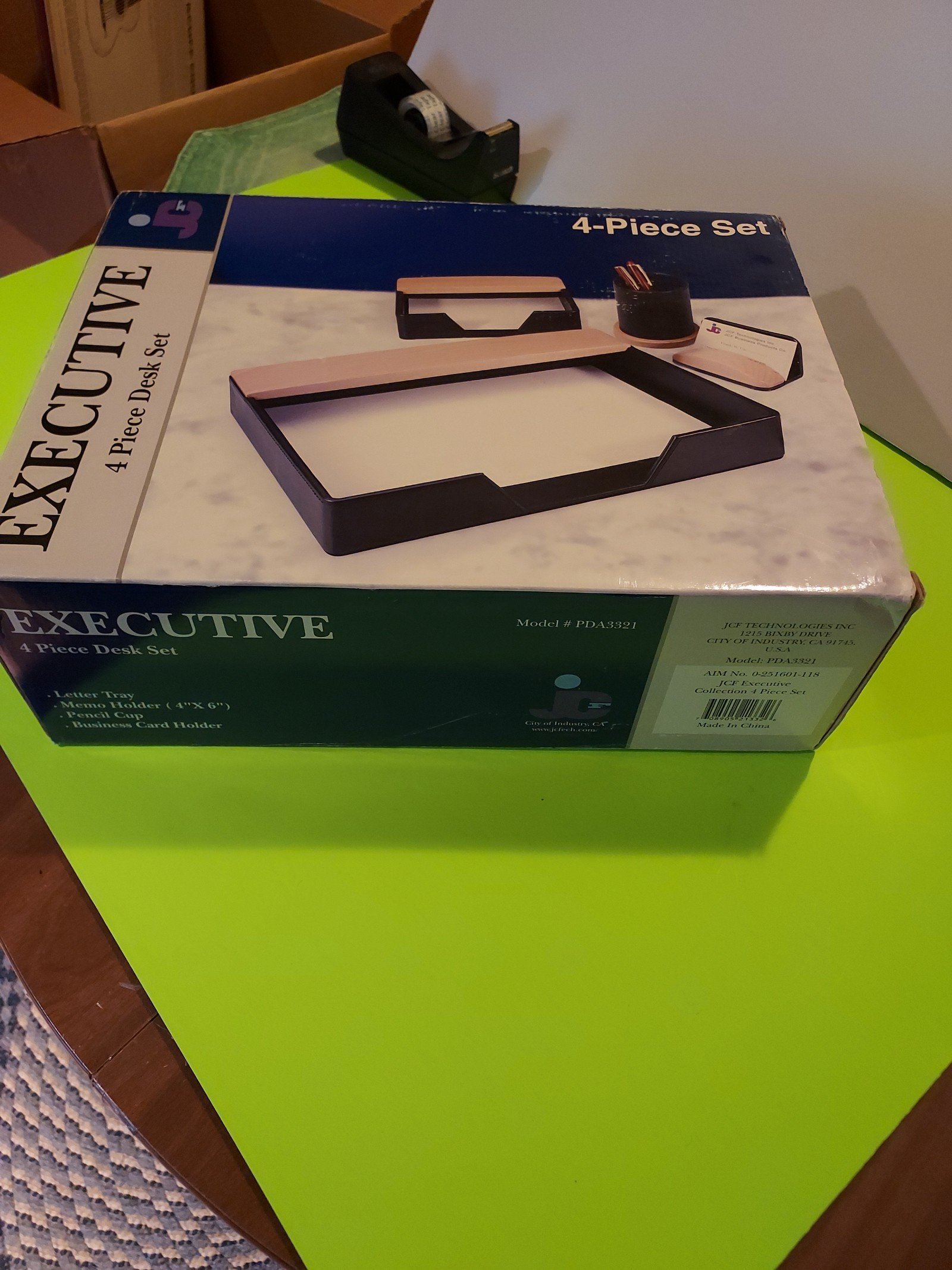 Vintage 2000s Executive 2-tone 4 piece Desk Office Set by JCF - New in Box