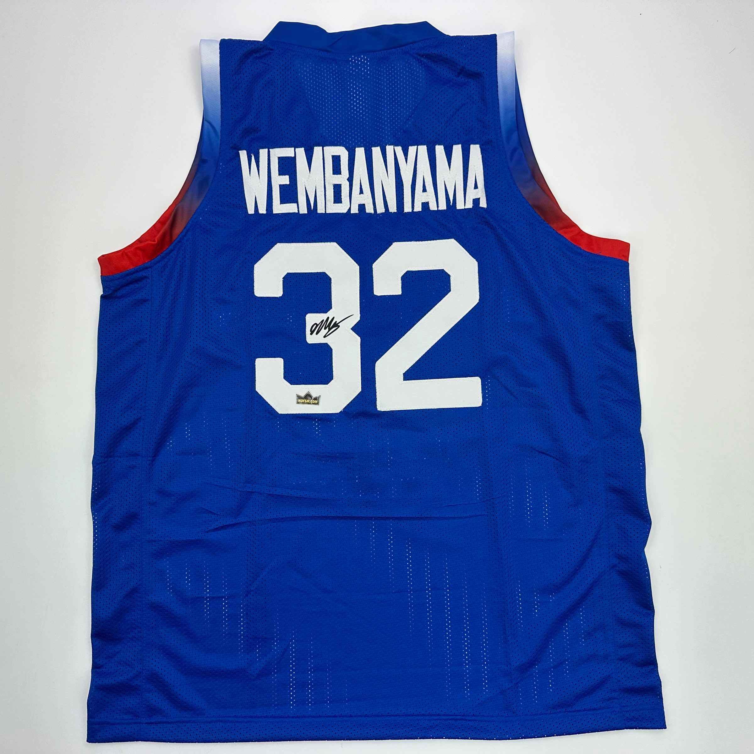 Facsimile Autographed Victor Wembanyama France Blue Auto Jersey Size Men's XL